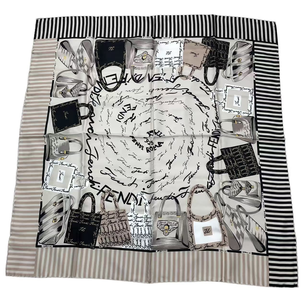 未使用品 FENDI フェンディ スカーフ シルク FFロゴ ズッカ柄 バッグ柄