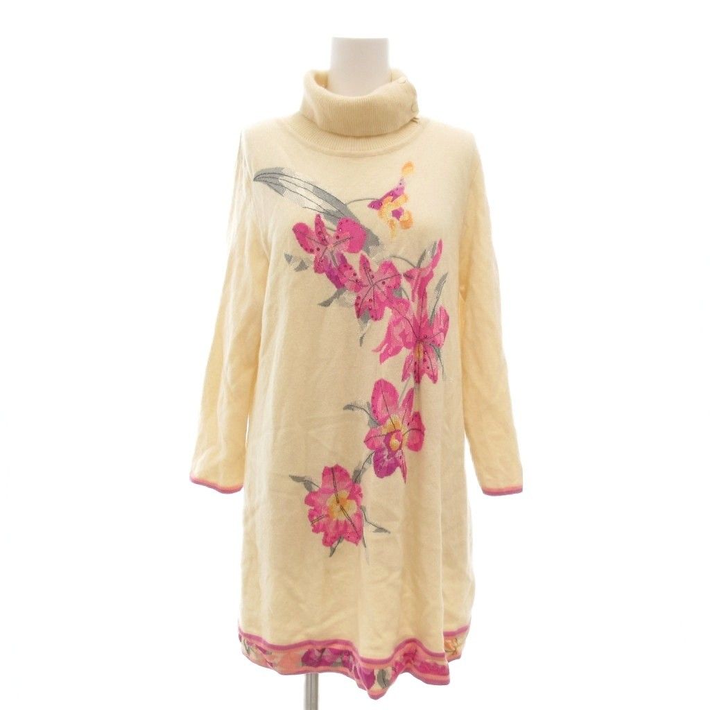 レオナール LEONARD ニットチュニック カシミヤ ラインストーン装飾 42 アイボリー系 |UO GY 06