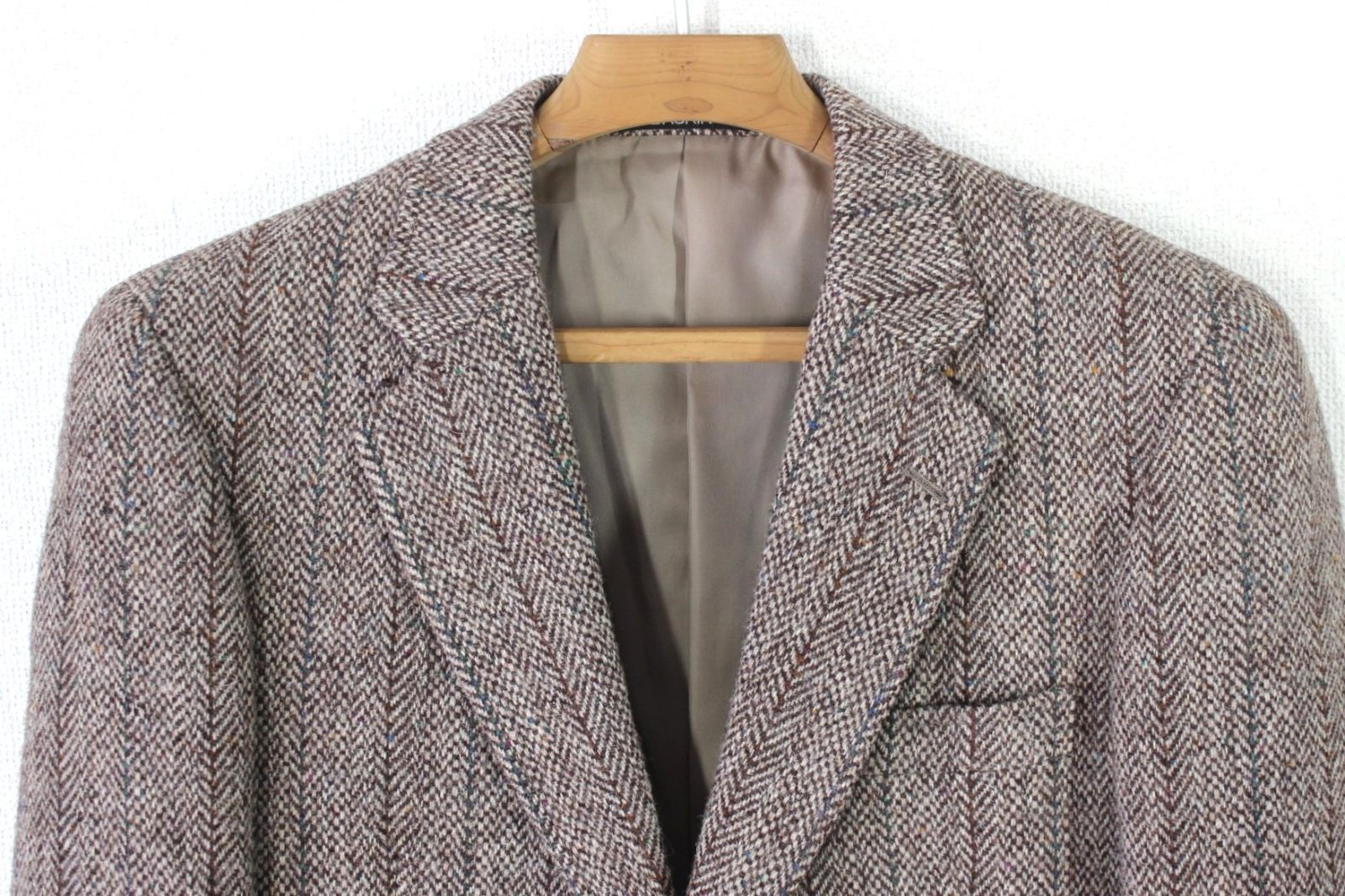 46【美品・訳アリ】ハリスツイード ジャケット A5 メンズ M ブラウン 