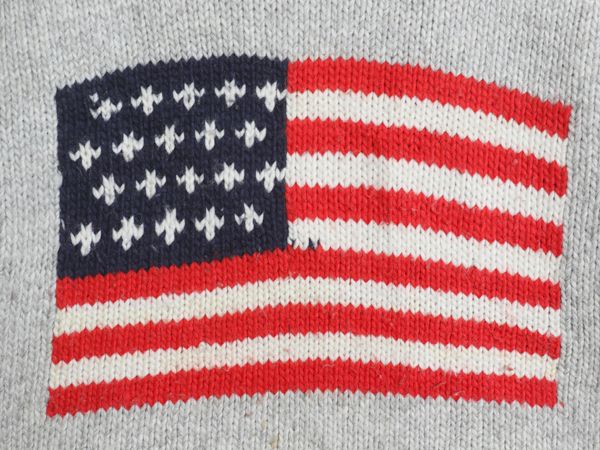 エクアドル製 ロールネック 4面 星条旗 デザイン ニット セーター
