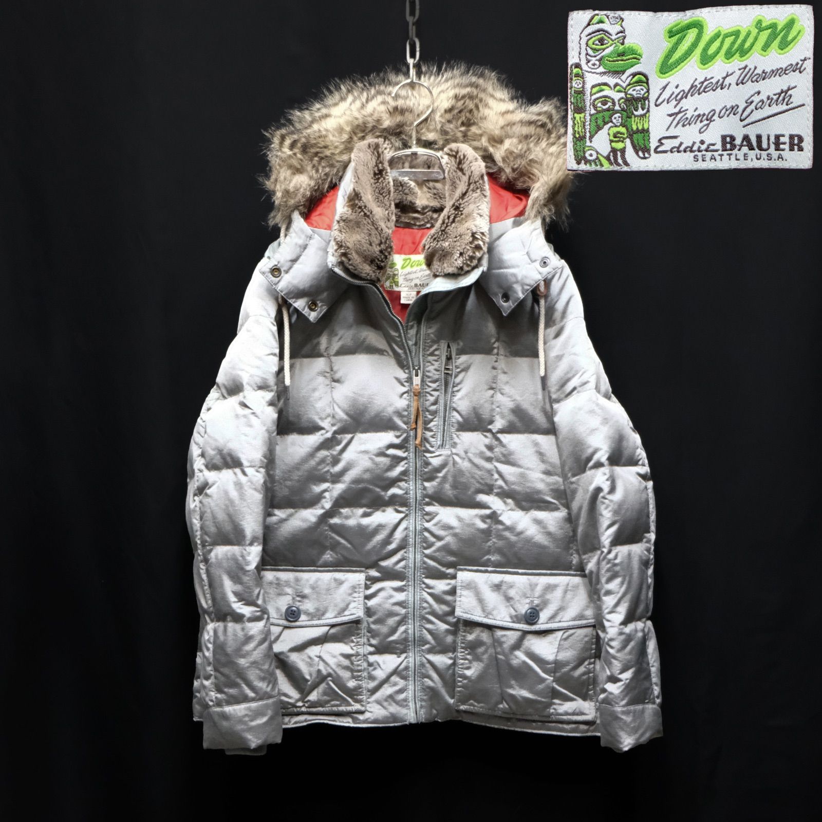 Eddie Bauer YUKON レディースダウンジャケット 550フィルパワー 襟ボア フード付き XLサイズ ビンテージ復刻 エディーバウアー キルティング ユーコン ダウンパーカー