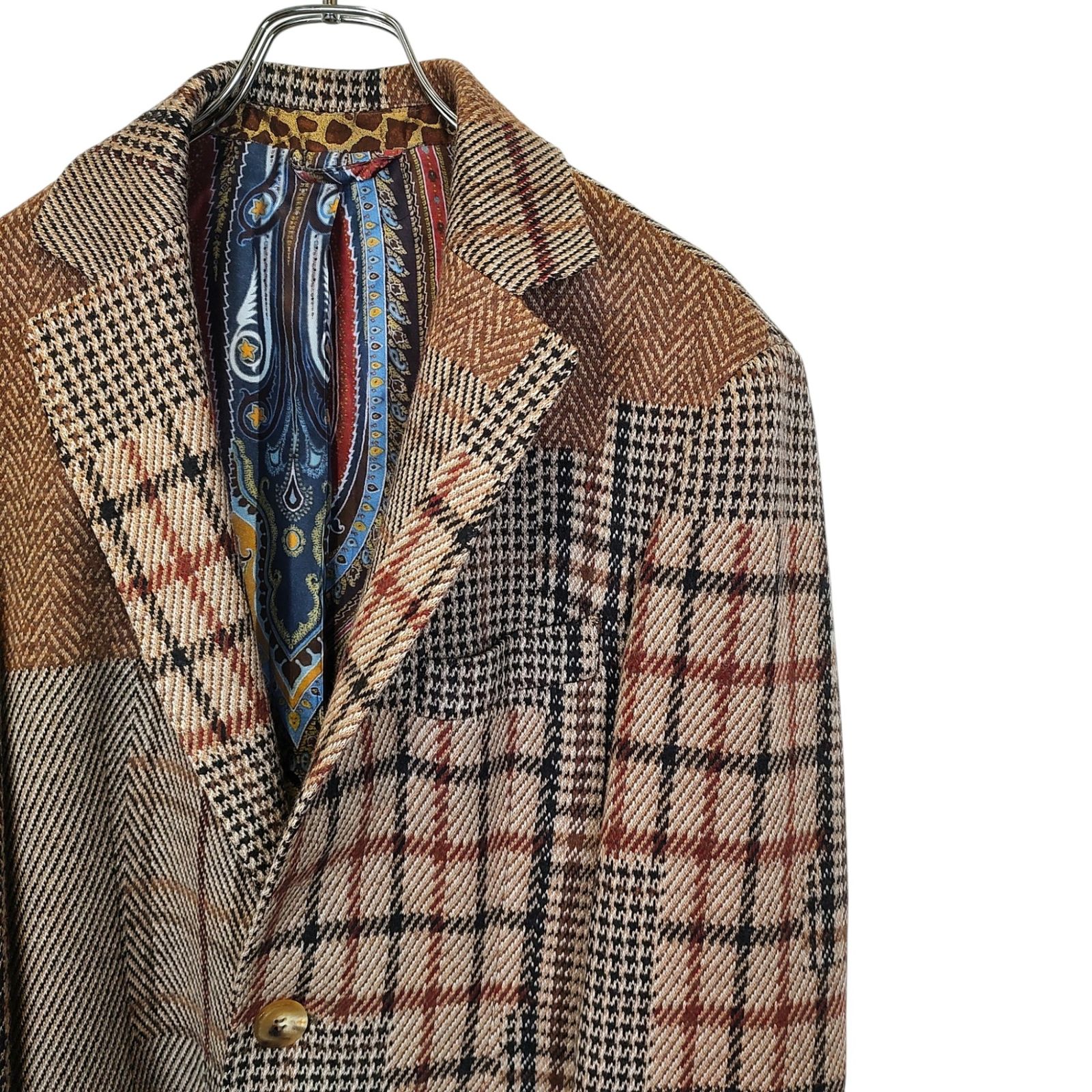 ETRO エトロ 20AW パッチワーク チェック ペイズリーライナー