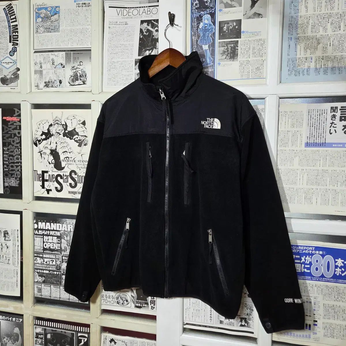 JPN ザノースフェイス ブラック フリース バイカラー ジップアップ