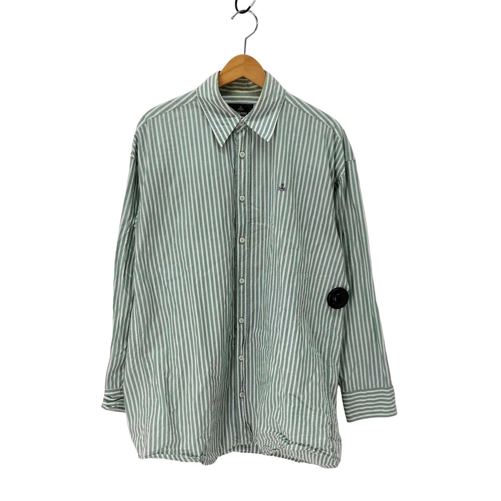 ヴィヴィアンウエストウッド　ストライプ オーブ柄刺繍 長袖シャツ【美品】 ヴィヴィアンウエストウッドマン Vivienne Westwood MAN オーブ刺繍