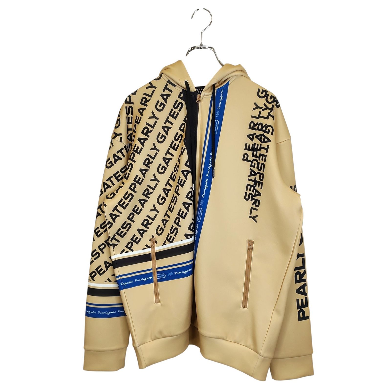 PEARLY GATES パーリーゲイツ ゴルフ 24 AW ロゴパネル ダンボール ジップアップ パーカー 053-4262911 5 ベージュ メンズ