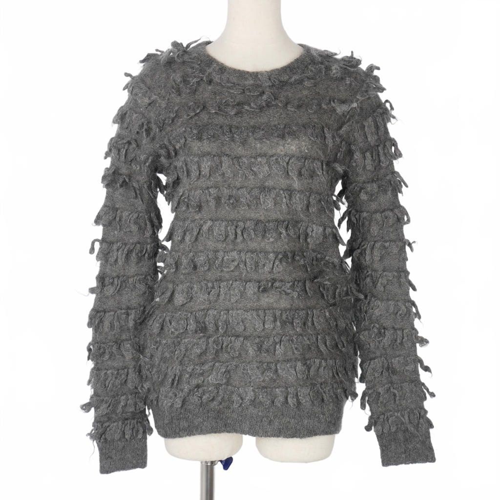 メゾンオルガ Maison Olga フリンジニット セーター クルーネック 長袖 サイズ1 グレー 灰色
