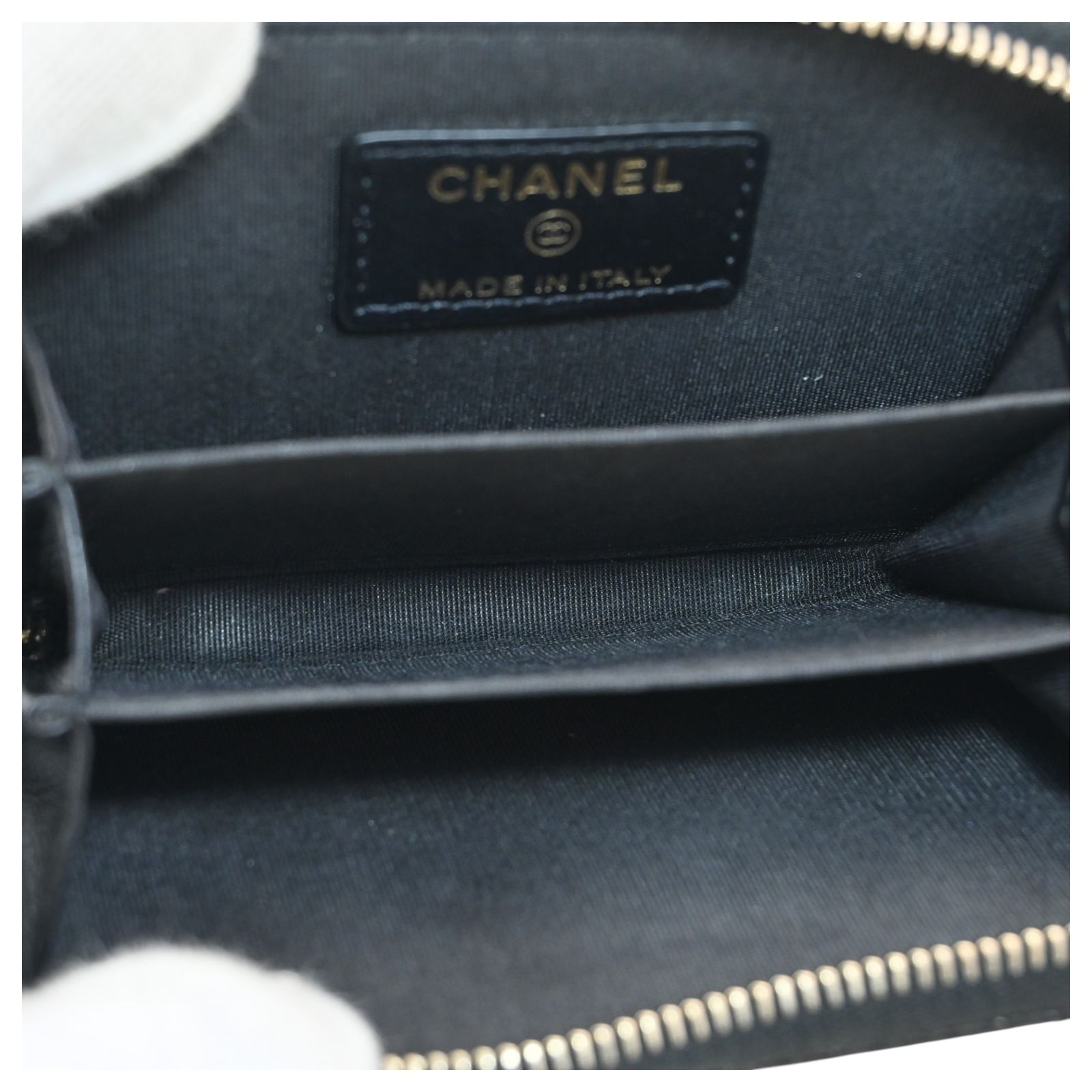  シャネル カメリア 型押し コンパクトウォレット Bランク ch 4747 ss コインケース 小銭入れ 小物