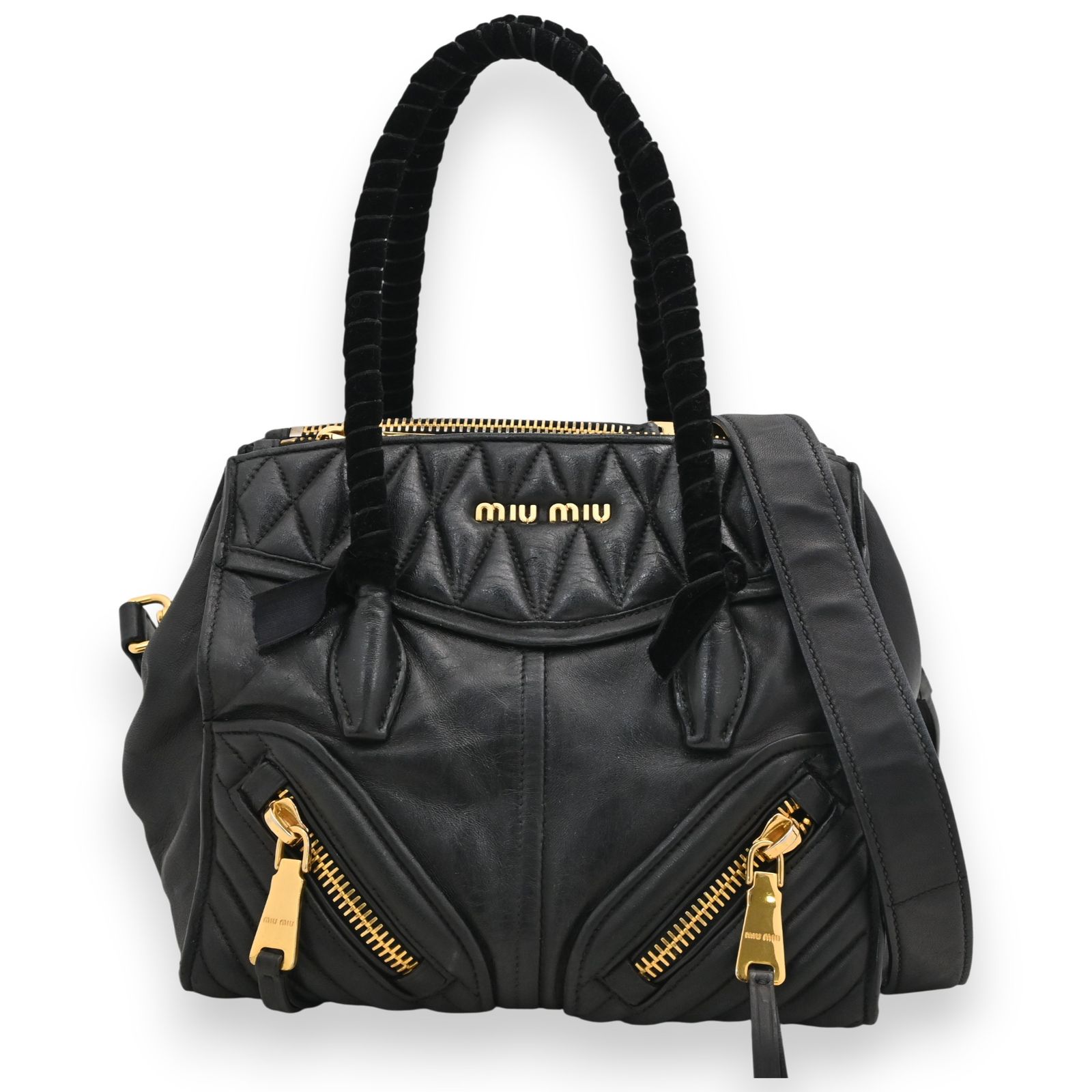 ミュウミュウ ナッパバイカー 2 WAY バッグ ラムスキン Bランク mi 5723 cc