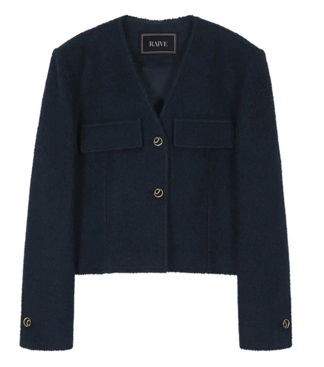 Raive レイブ ボタン ツイード ジャケット ネイビー