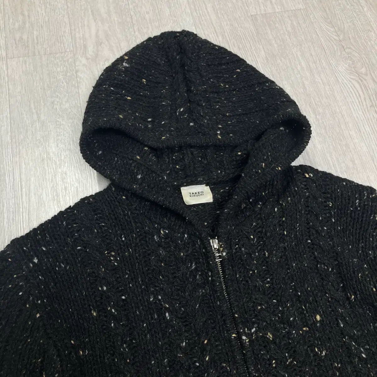 M タケオキクチ ニット フードジップアップ