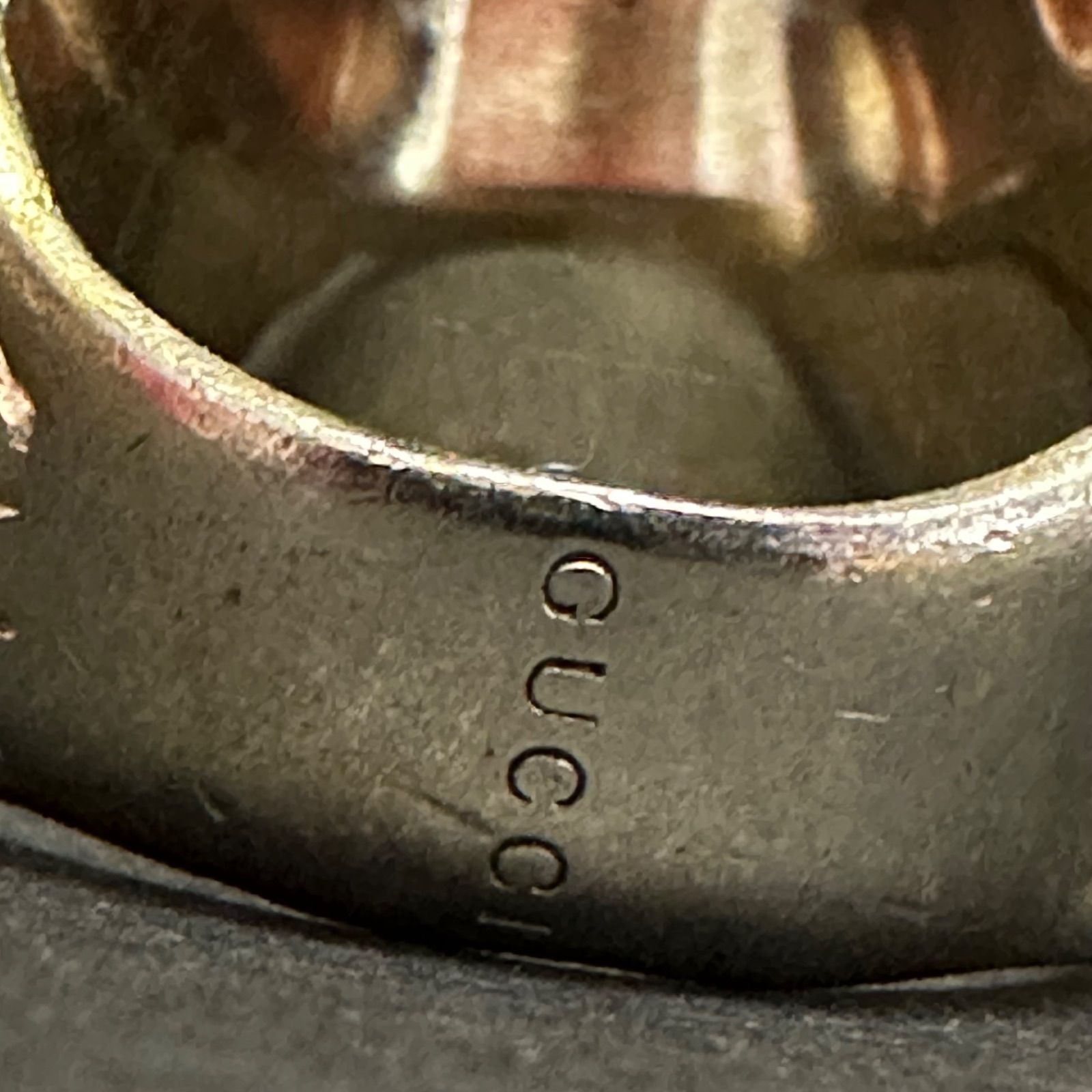  グッチ GUCCI 指輪 リング 16号 ライオンヘッド ライオンリング メンズ レディース 男女兼用 GP 透明石 ゴールド 色石 クリア ホワイト リング 指輪 アクセサリー