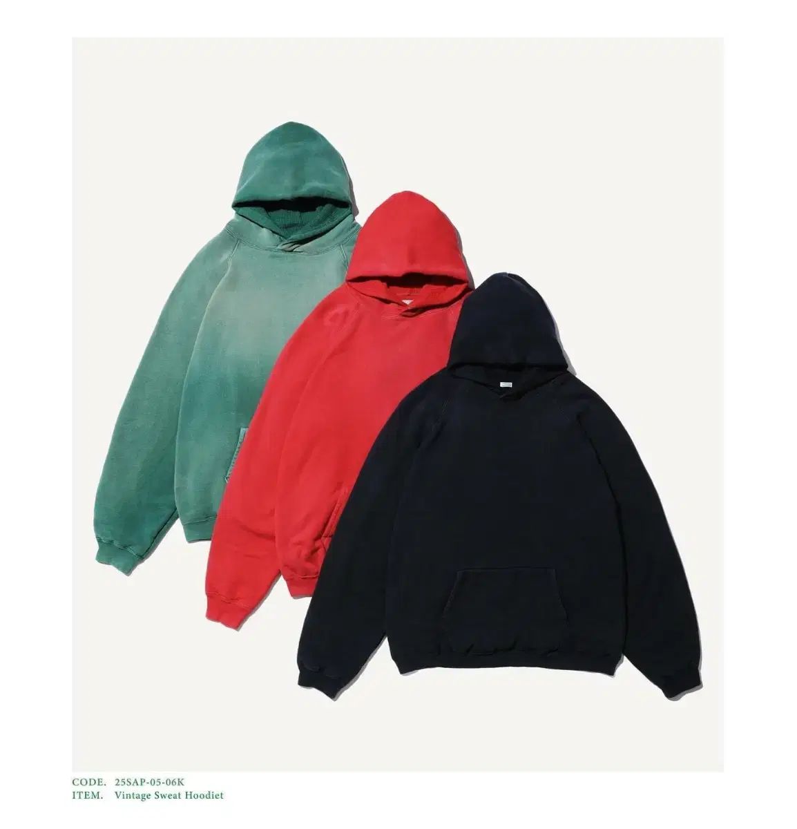 アプレッセ 25 ss ヴィンテージ スウェット フーディ グリーン