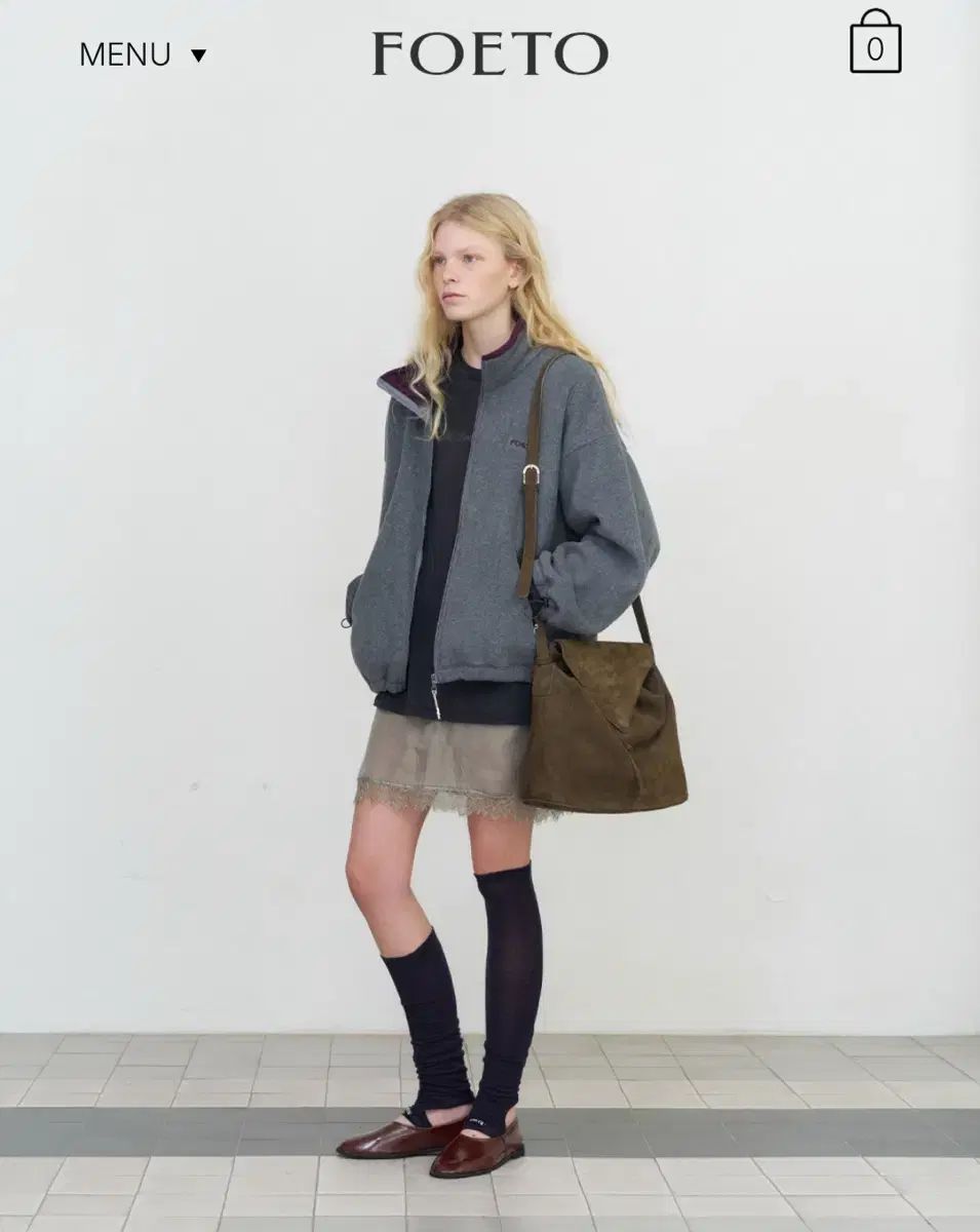 ポエト フリース nullzip fleece zip-up チャコール