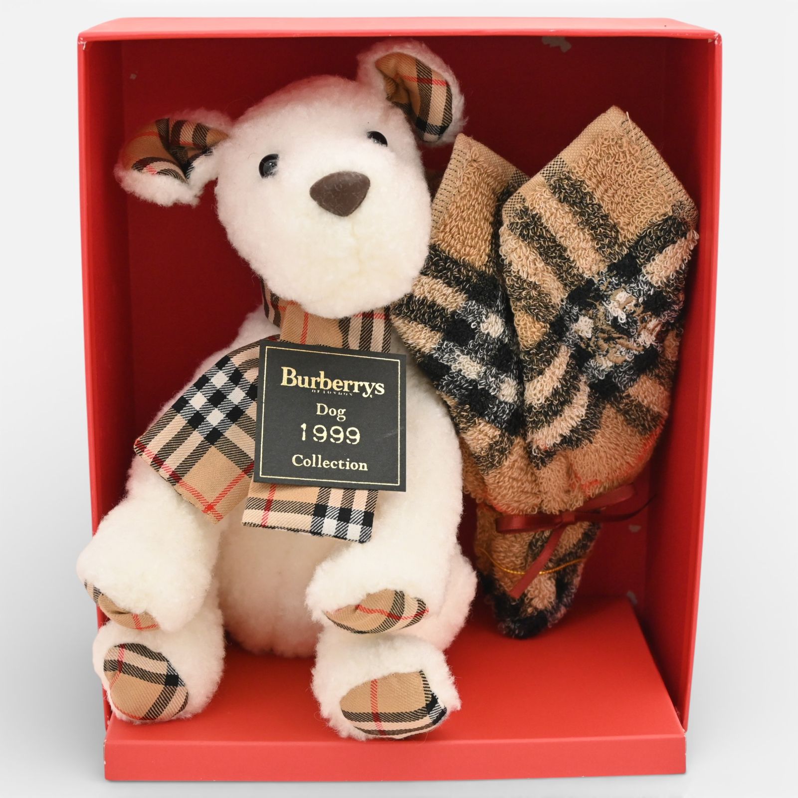 バーバリー ノバチェック 犬 ぬいぐるみ タオルハンカチ Aランク bb 2605 cc