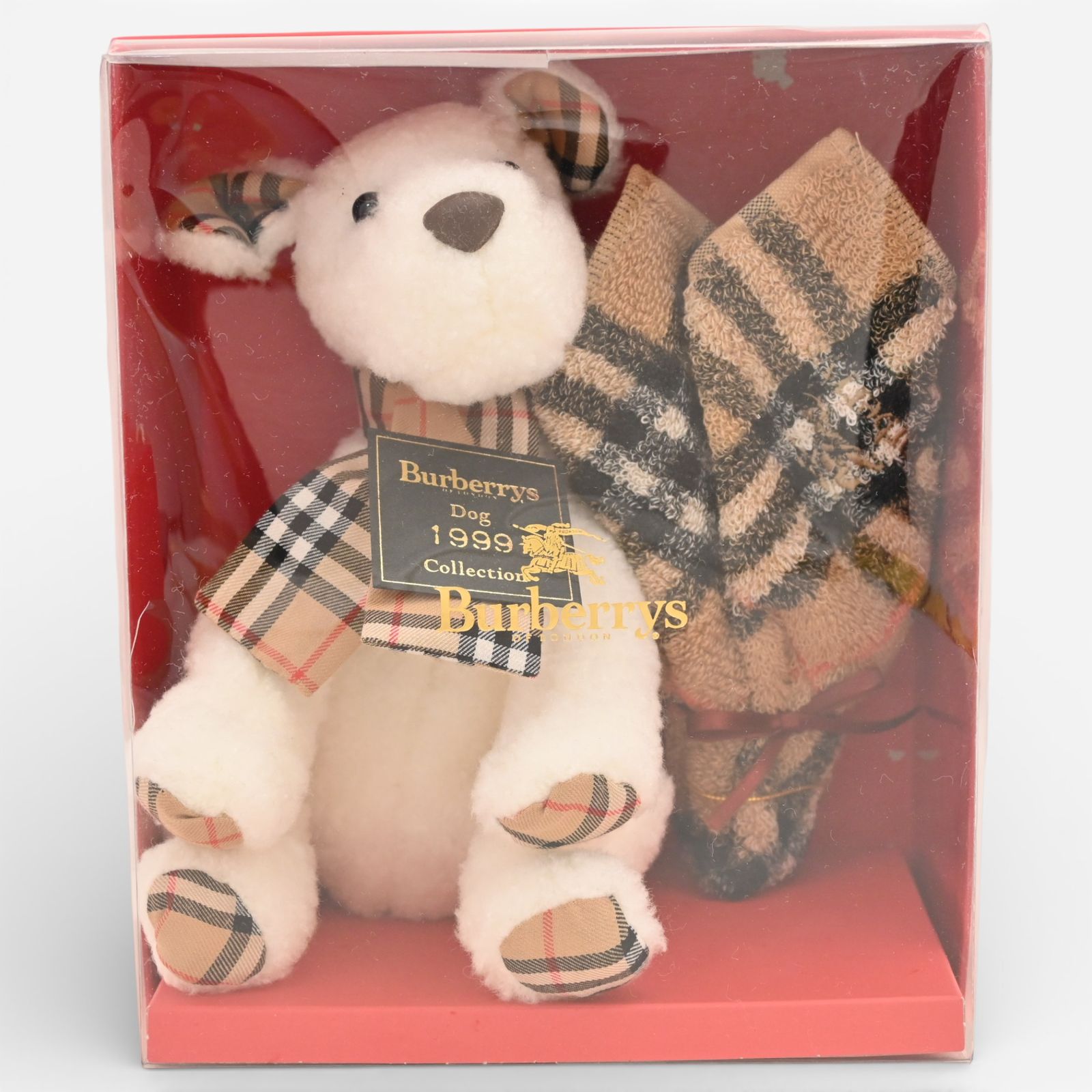 バーバリー ノバチェック 犬 ぬいぐるみ タオルハンカチ Aランク bb 2605 cc