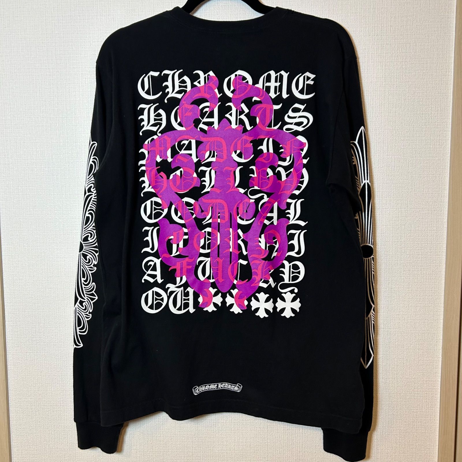 クロムハーツ Chrome hearts ロンT カットソー バックロゴ ダガー ロゴ