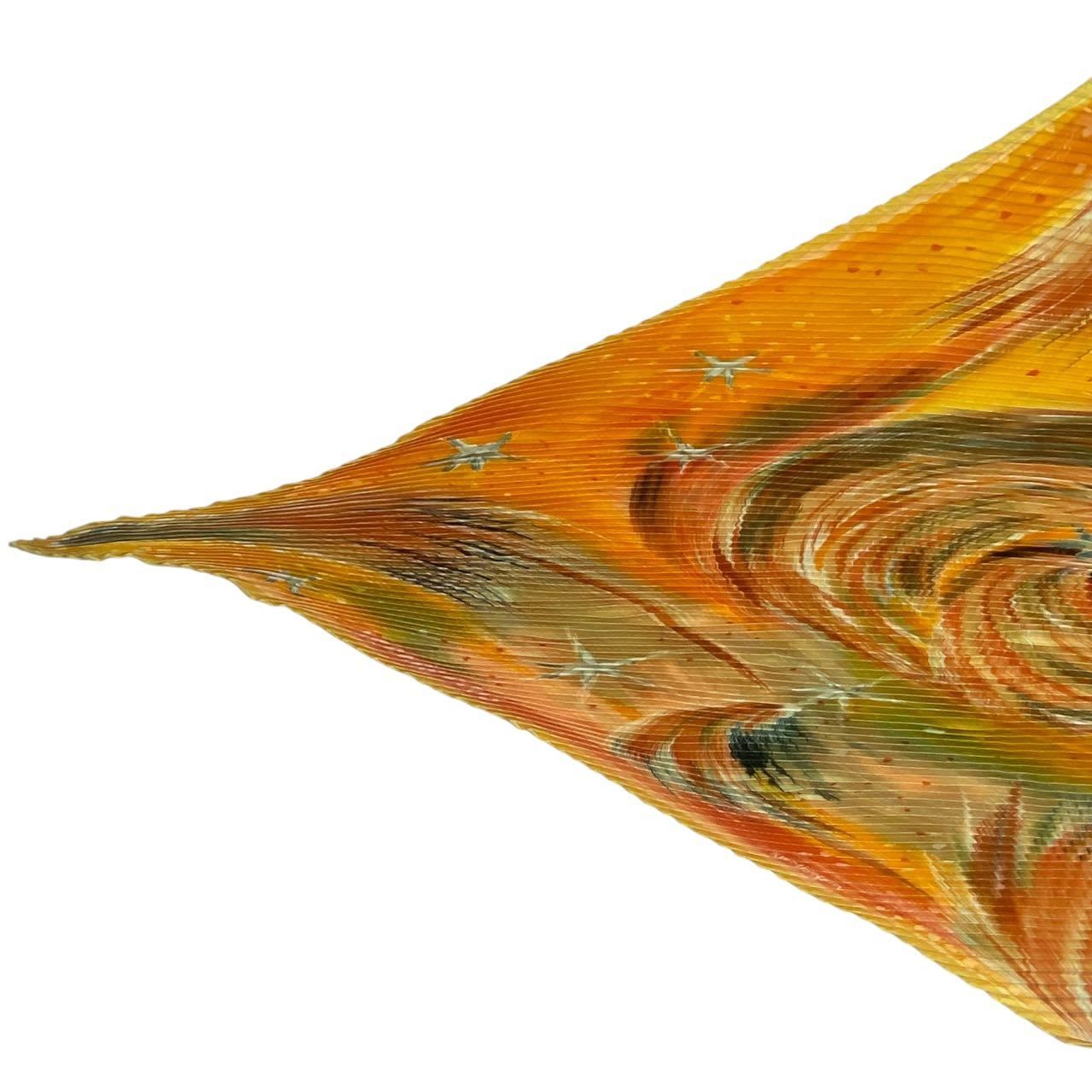  HERMES エルメス FEUX DU CIEL 天の火 スカーフ プリーツ シルク オレンジ マルチカラー き バンダナ スカーフ 小物