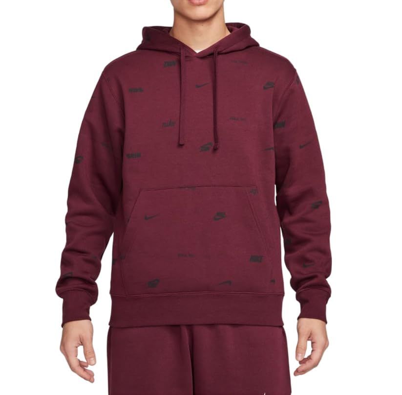 ナイキ メンズ スウェット クラブ パーカー プルオーバー フーディー フリース 裏起毛 NIKE FB 7435-681 ナイトマルーン|ブラック レッド スポーツウェア ジム フィットネス ト 681 M