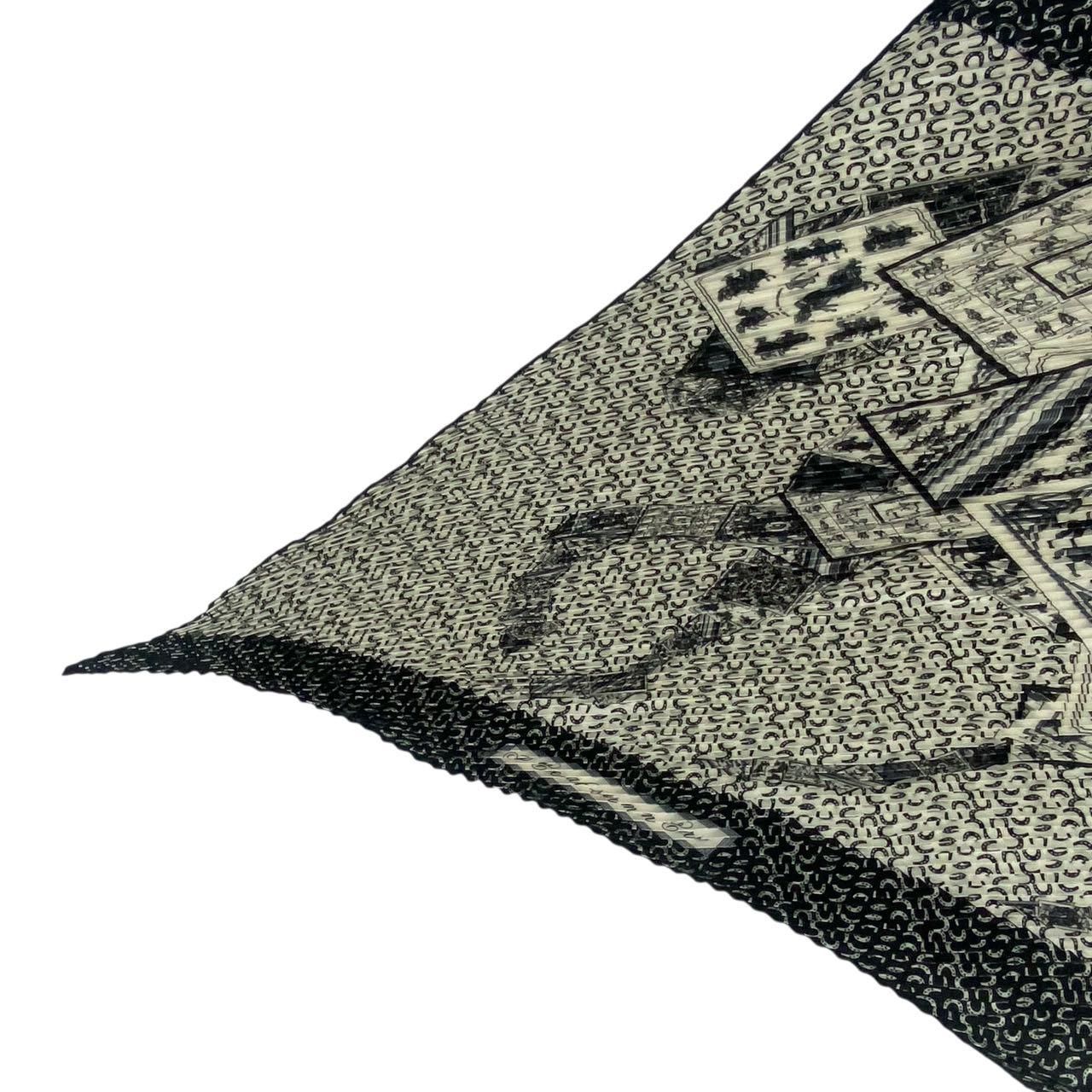 極美品 HERMES エルメス スカーフ シルク プリーツ A Cheval sur mon