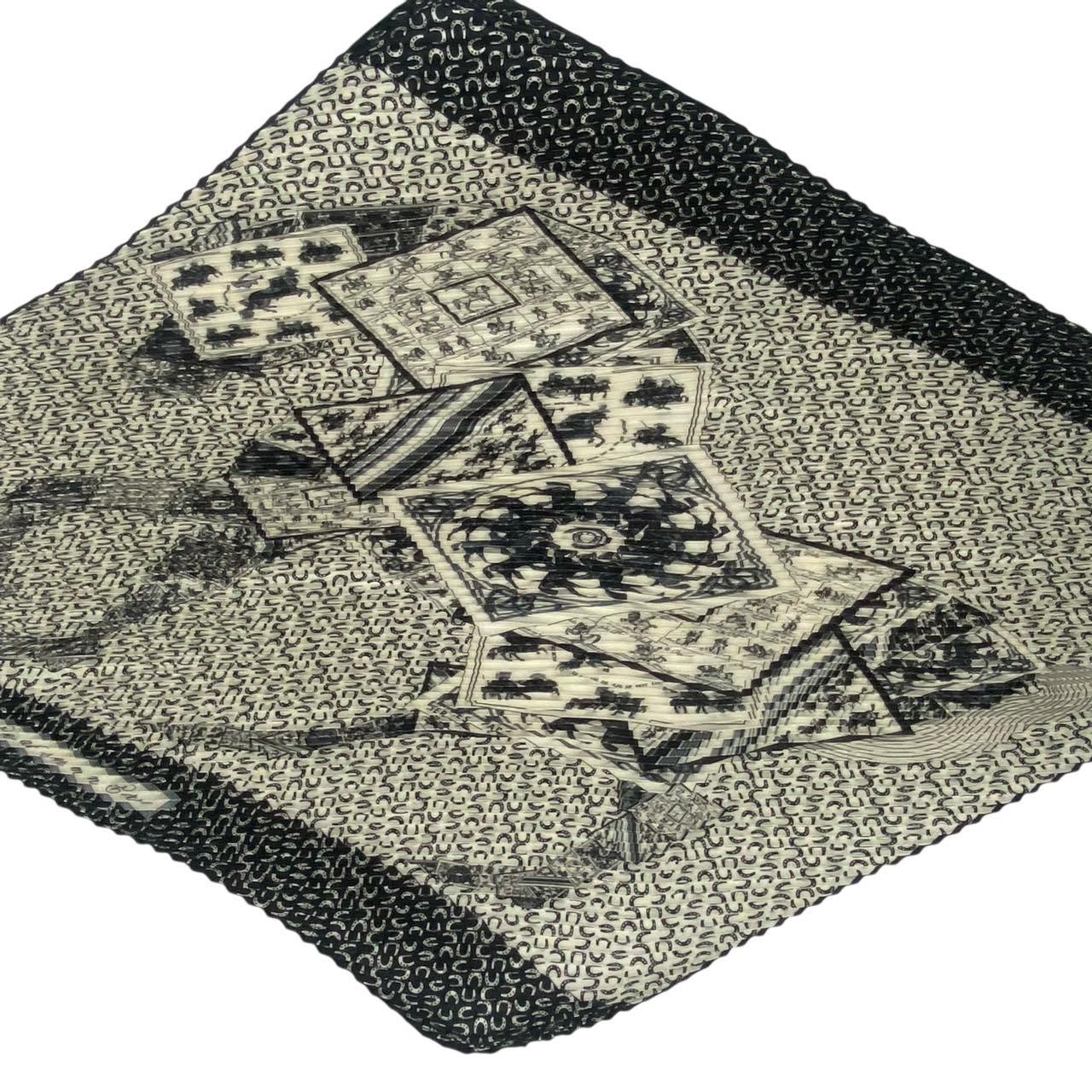 極美品 HERMES エルメス スカーフ シルク プリーツ A Cheval sur mon