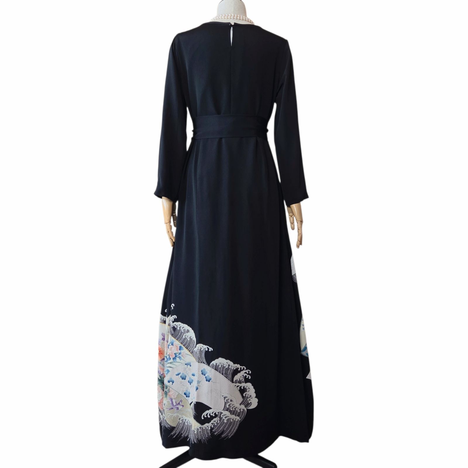 ❦Kaena❦ 着物リメイク ワンピース ロング ドレス フレア 刺繍 ベルト