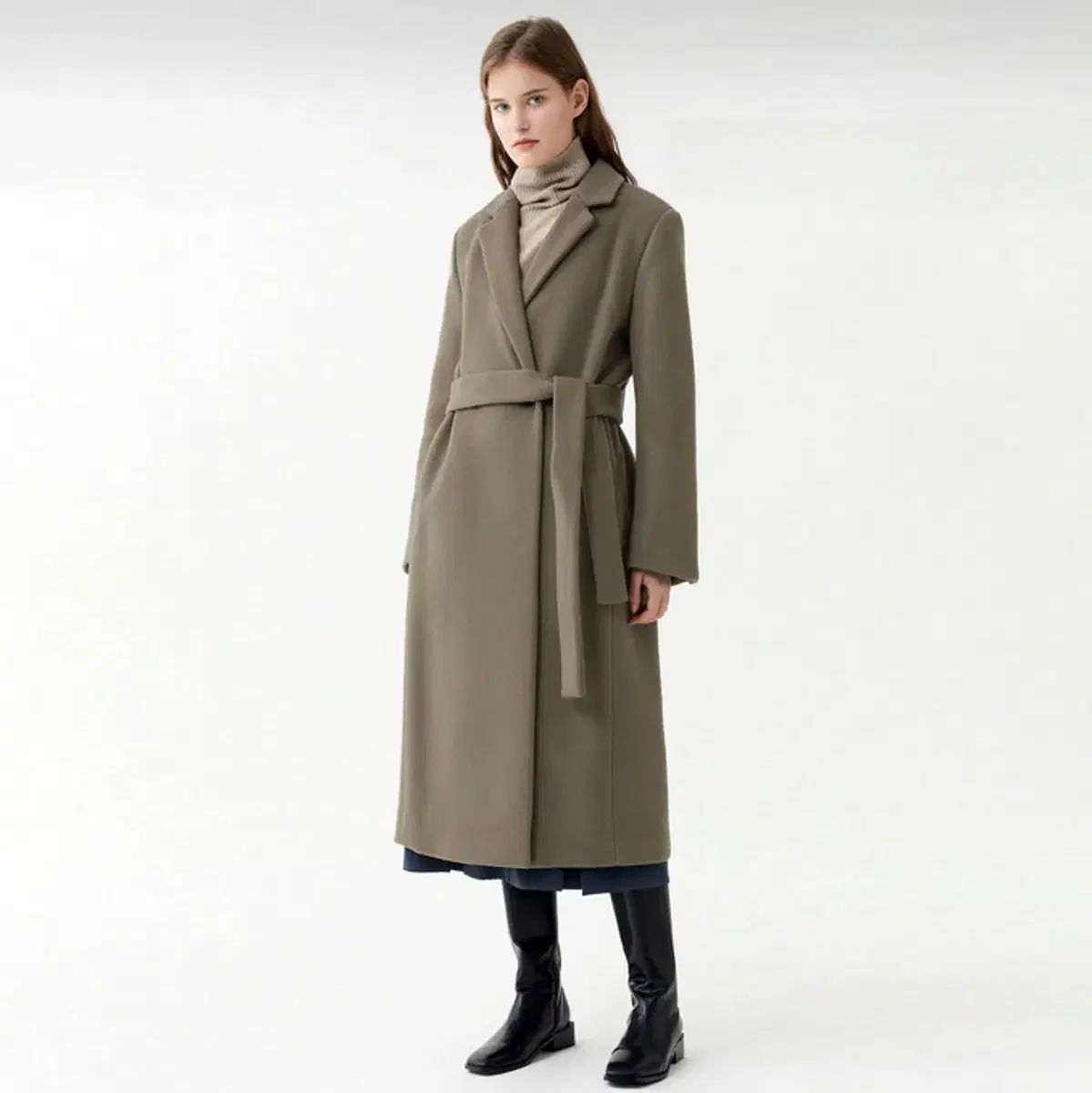 フロントロウ ウール混 ベルト付き シングルコート 55