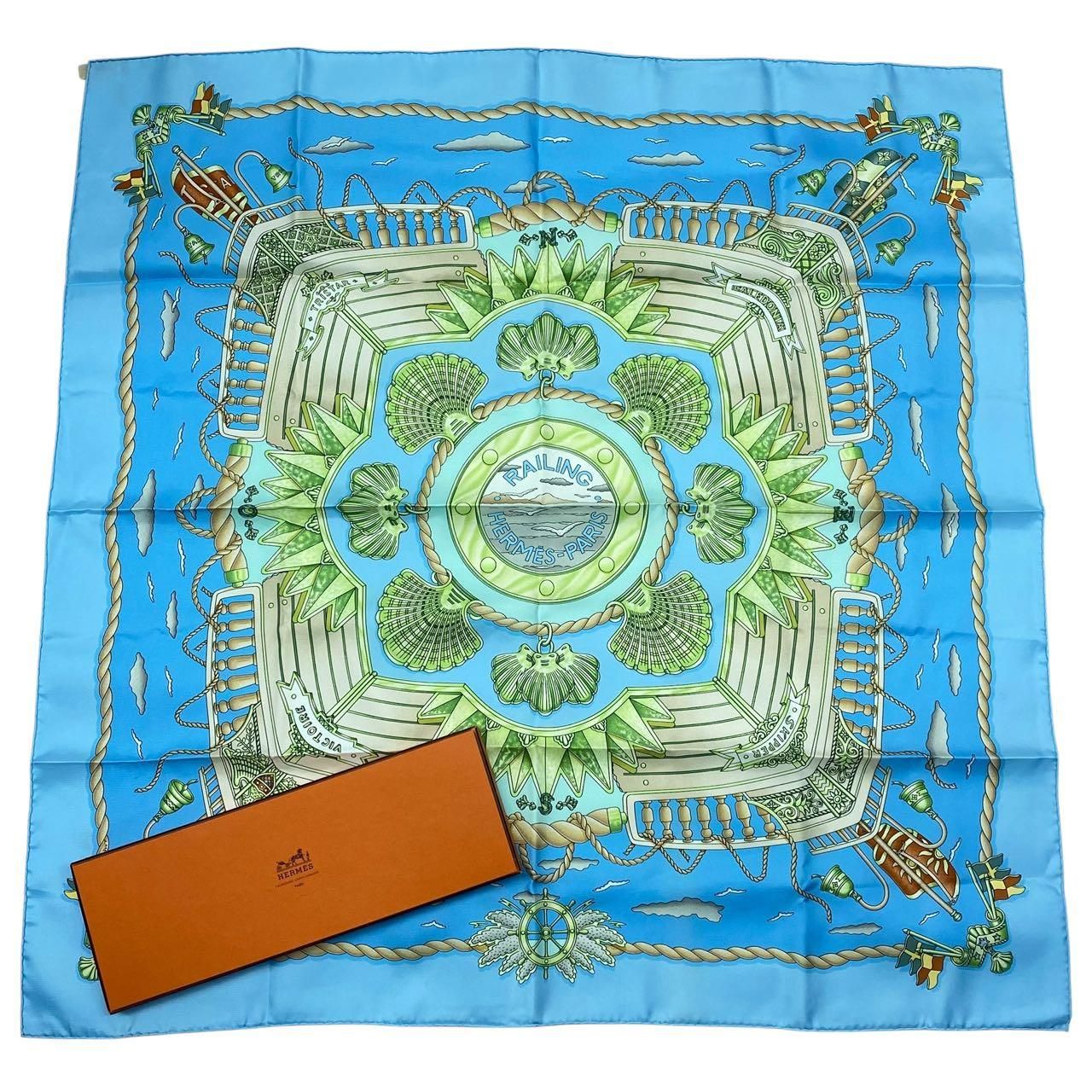 楽天市場】【緑屋質屋】エルメス カレ90(スカーフ) RAILING 船の手摺