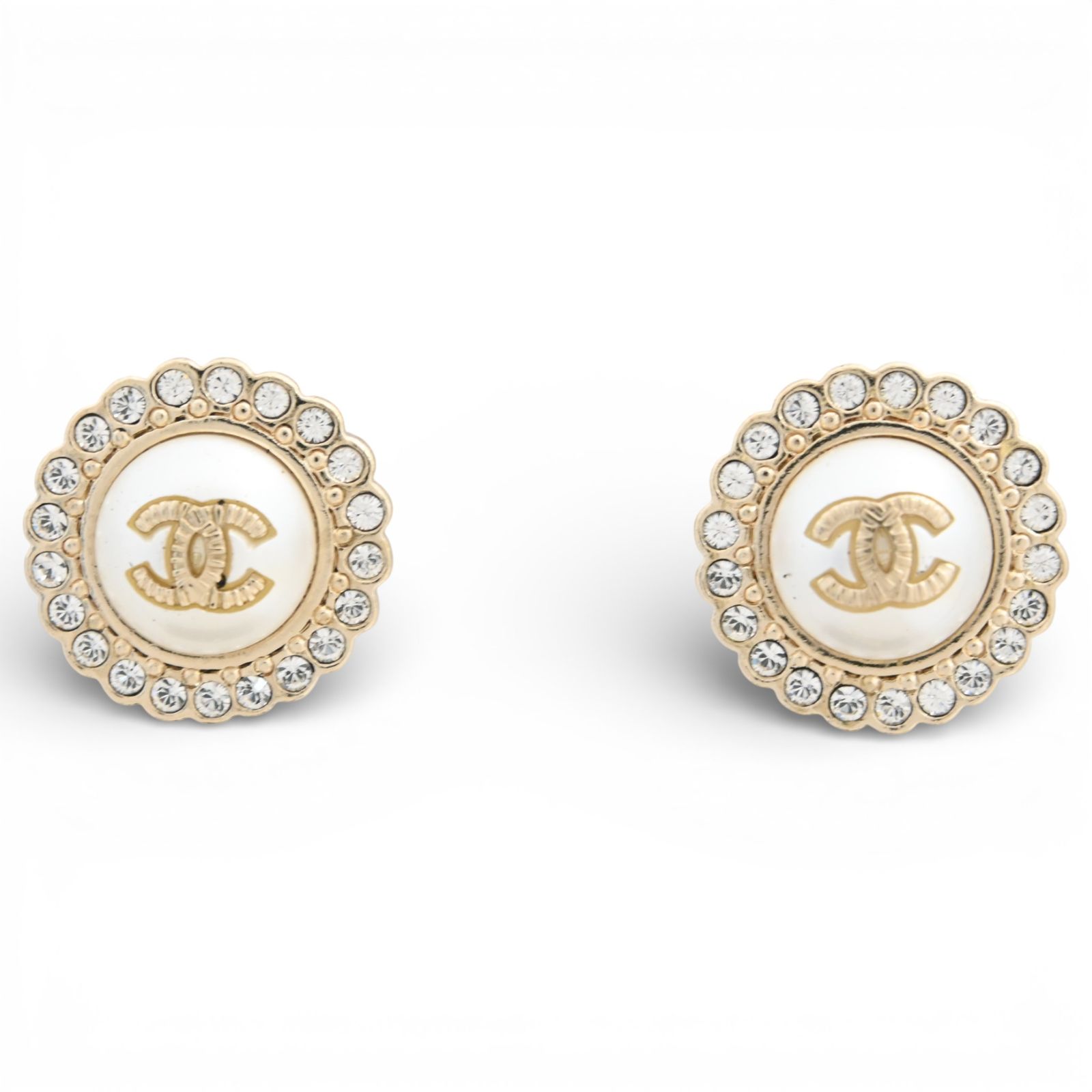 シャネル ココマーク ピアス コスチュームパール ストラス ラインストーン Aランク ch 4654 ng