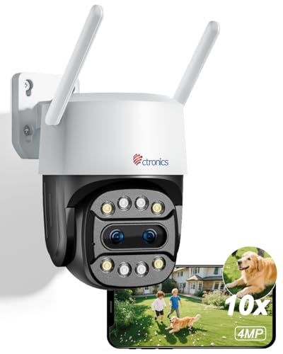 迅速に発送 2眼式 AI人物自動追尾ズーム Ctronics 防犯カメラ 屋外 ワイヤレス 10倍ハイブリッドズーム 5 GWi-Fi対応 人 車両検知 監視カメラ 2.5 K 4 MP デュアルレンズ フルカラー暗視 声光威嚇 クラウ 56 f 7 3 ad