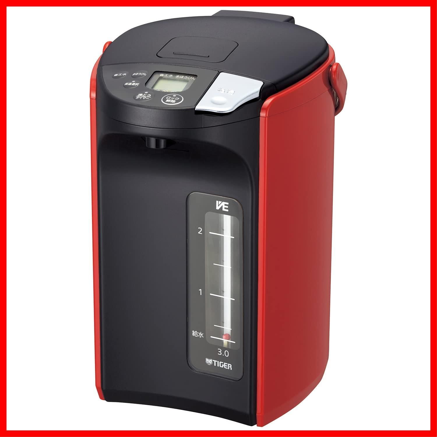 商品 蒸気レス 節電VE保温 6つの安心 安全構造 電気ポット とく子さん 3.0 L タイガー魔法瓶 TIGER レッド PIP-A 301 R