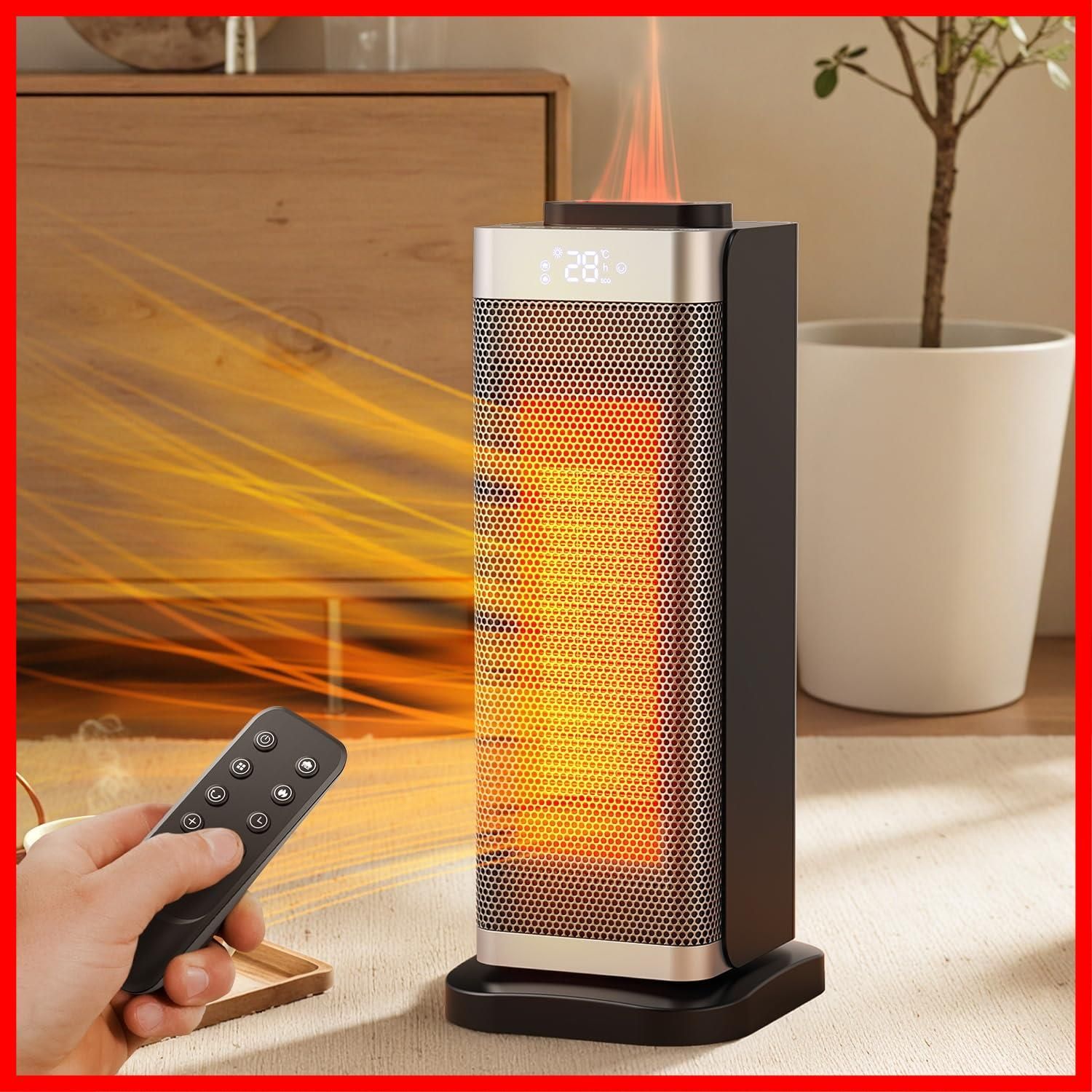 火焔エフェクト リモコン付き 自動首振り機能 12 Hタイマー搭載 自動温度制御 静音設計 省エネモード 3段階風量調節 過熱防止 コンパクト設計 加湿機能付き 1500 W 新モデル 速暖タイプ リビング|寝室|オフィス適用 加湿ミスト対応