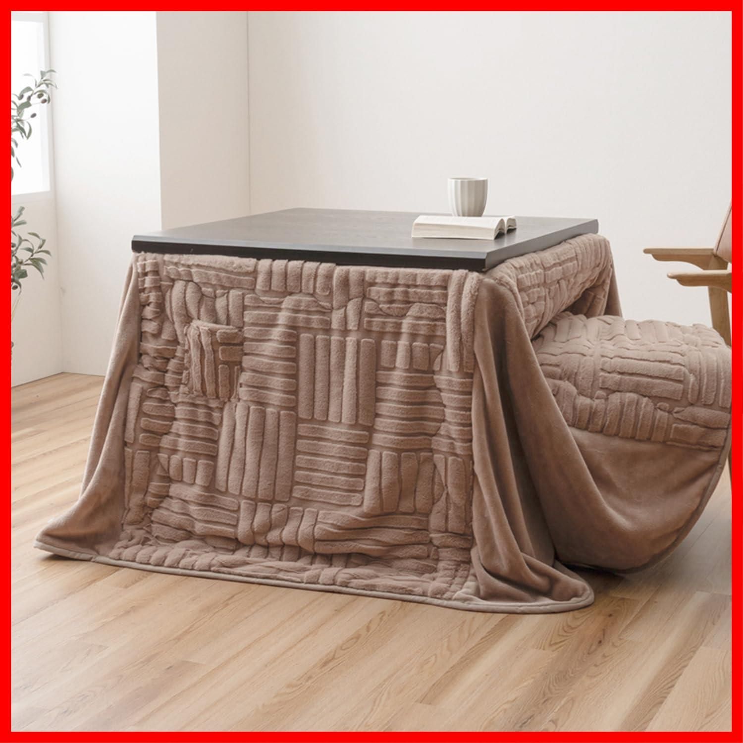 上掛け 掛け布団 テーブル 机 正方形 リーネ ベージュ こたつ 約225 225 cm ハイタイプ ラビットファー 洗濯機で丸洗い なめらか イケヒコ 収納ポケット付 ズレ軽減の金具通しの穴付 暖かい空気を逃がしにくい ジャ 加工 ＃1182