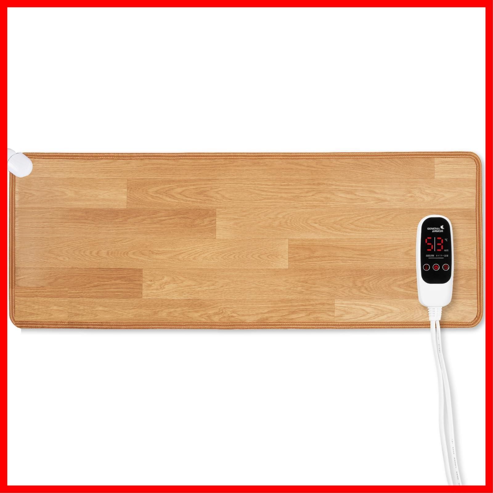 温度調節 ホットキッチンマット 電気ヒーターマット 寒さ対策 防水 足元暖房用 55*110 cm 省エネ ブラウン ホットパッド ホットカーペット 家庭やオフィスでの使用に最適 電源コード 左上