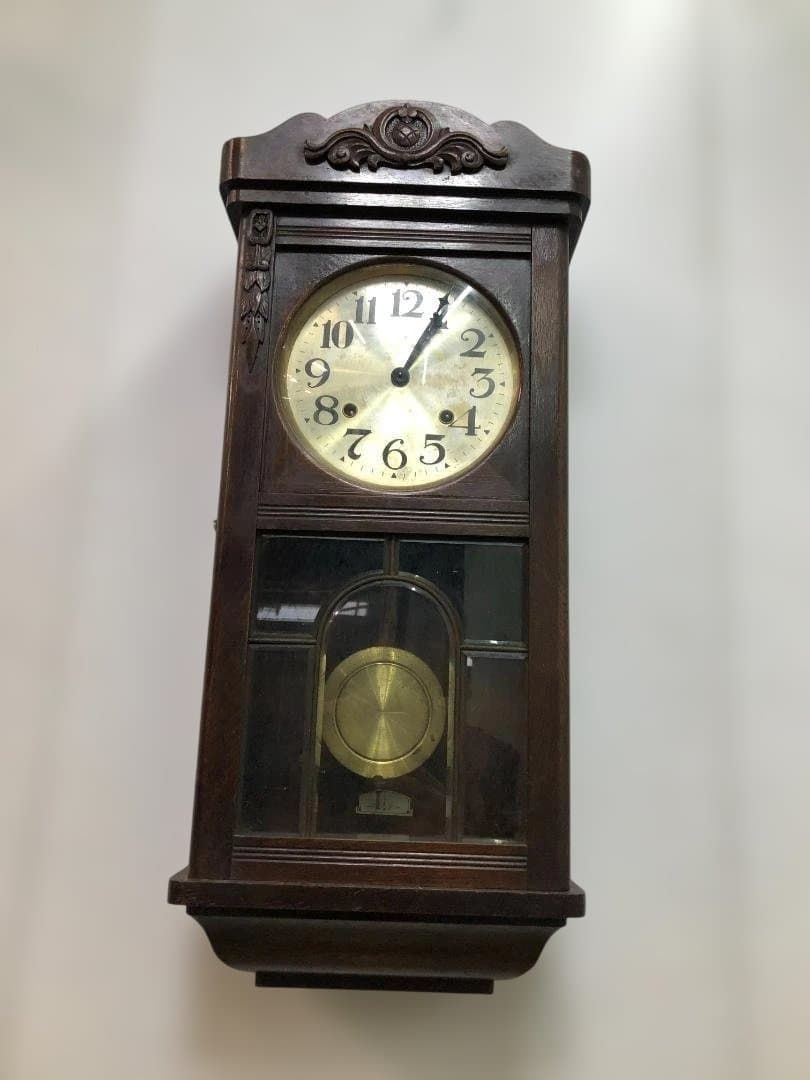 送料無料】昭和13年製 矢野時計製作所 壁掛け 振り子時計 木製 レトロ