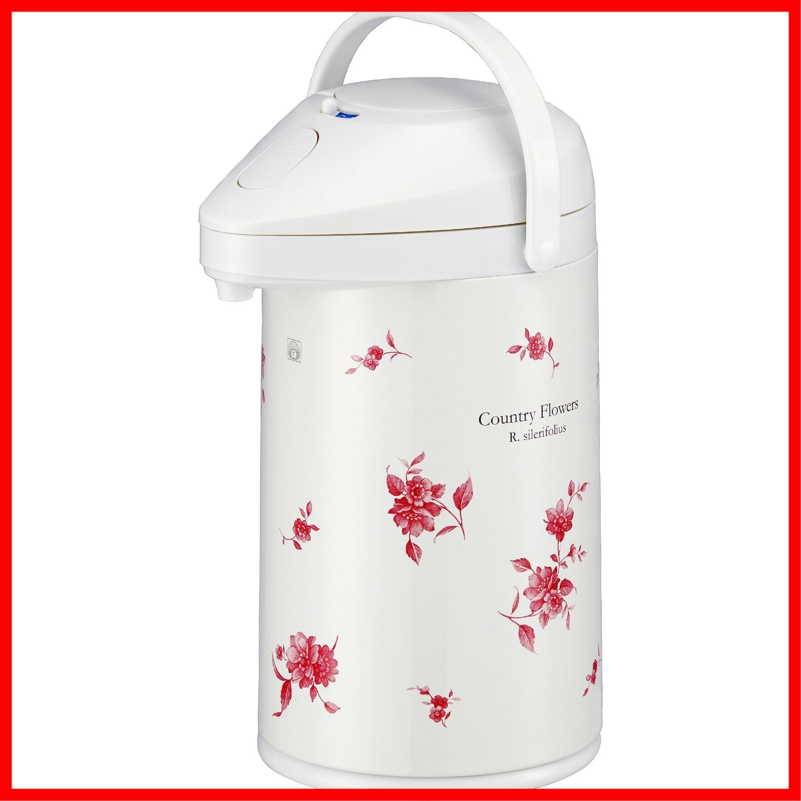 カントリーフラワー 日本製 ポット まほうびん プッシュ式 電気不要 MPP-30 保温力 保温ポット 中栓無し 魔法瓶 ガラス製 保冷 FLC 保温 3.0 L エアーポット ピーコック ピー The-peacock