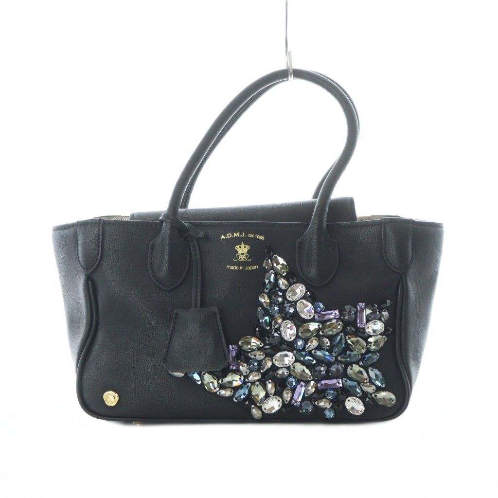 ADMJ アクセソワ Accessoires De Mademoiselle ハンドバッグ ミ二トート スワロフスキー スターモチーフ スタッズ 黒 ブラック |RI OS