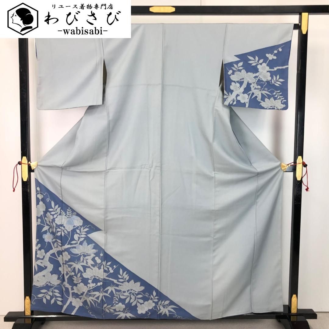 付下げ 花模様 梅 桐 笹 刺繍 沈香茶色 K-5644