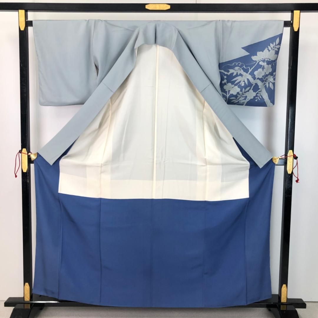 付下げ 花模様 梅 桐 笹 刺繍 沈香茶色 K-5644