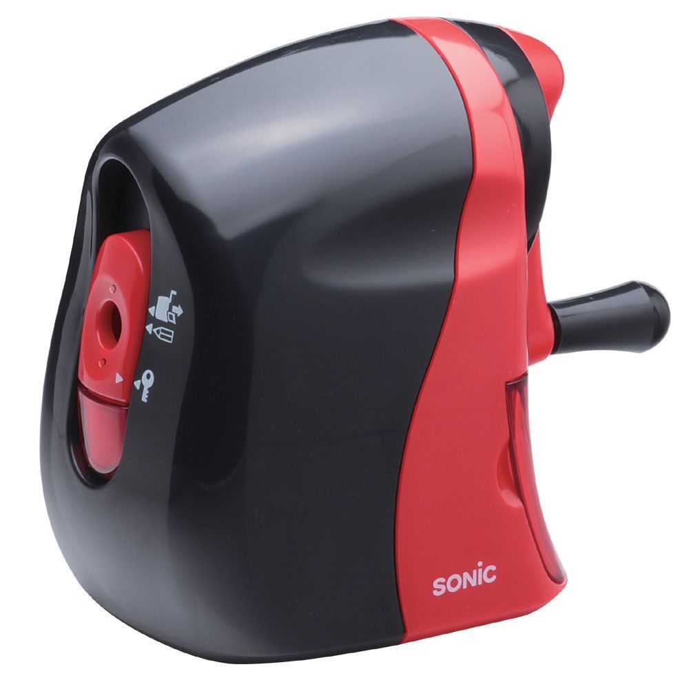 ソニック 鉛筆削り 手動鉛筆削り かるハーフ 黒赤 SK 802 R