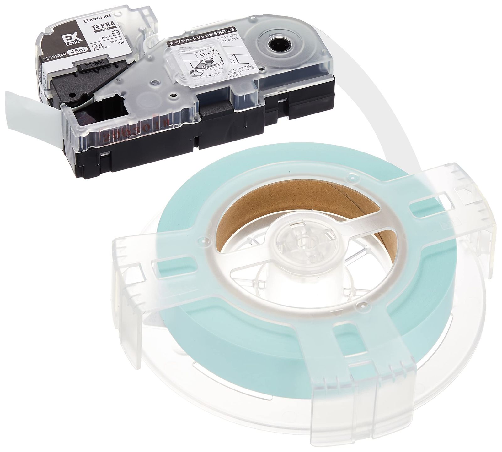 キングジム テプラPROテープカートリッジ 詰替用EXロング 対応機種 SR-R 7900 P 24 mm 白ラベル 黒文字 長さ45 m SS K-EXR