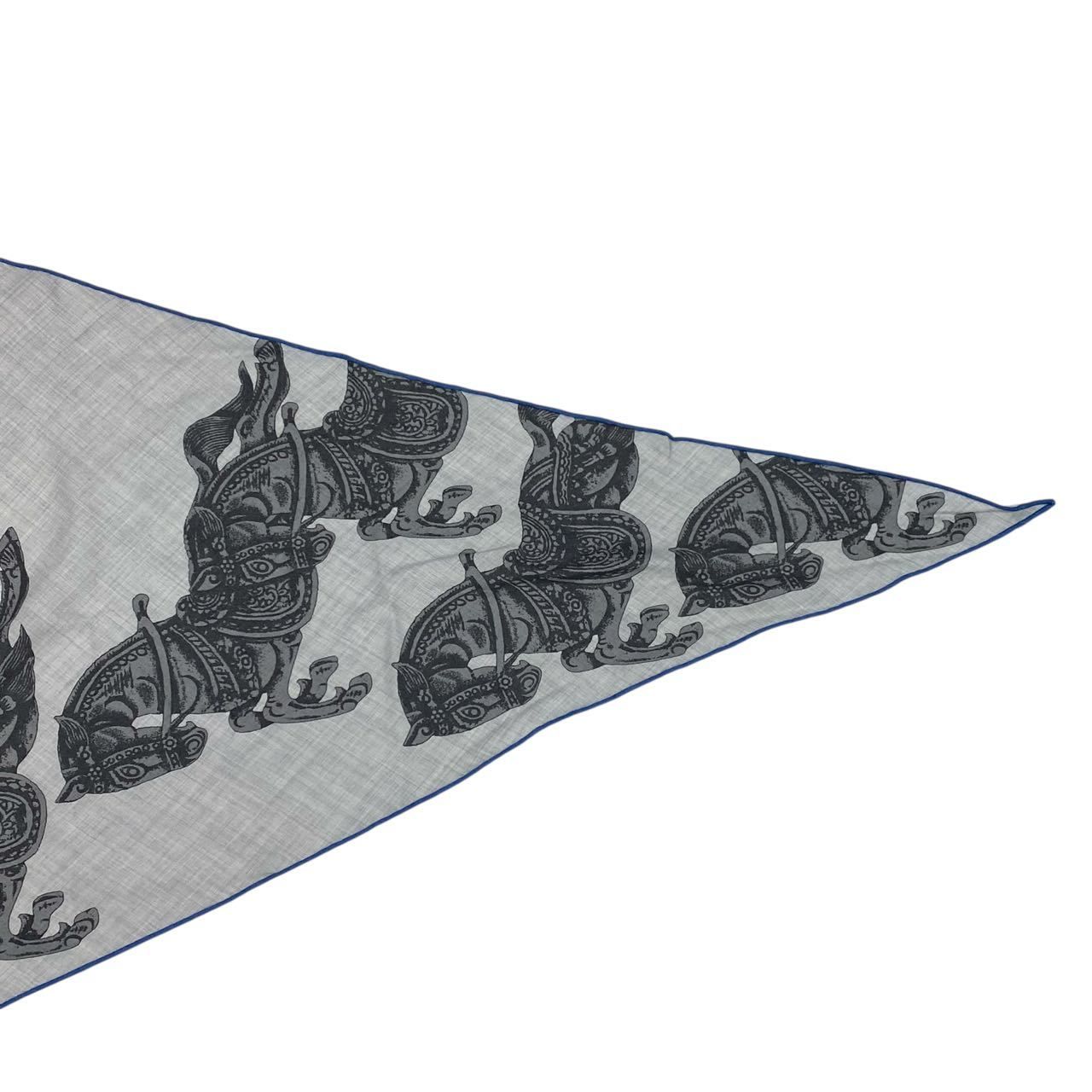  HERMES エルメス スカーフ 大判 カシミヤ ロザンジュ 馬柄 グレー バンダナ スカーフ 小物