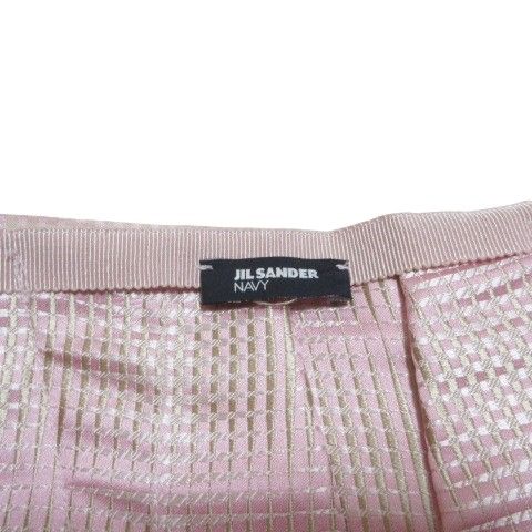 ジルサンダー JIL SANDER NAVY 美品 シルクスカート タックフレア ひざ