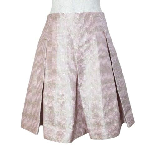 ジルサンダー JIL SANDER NAVY 美品 シルクスカート タックフレア ひざ