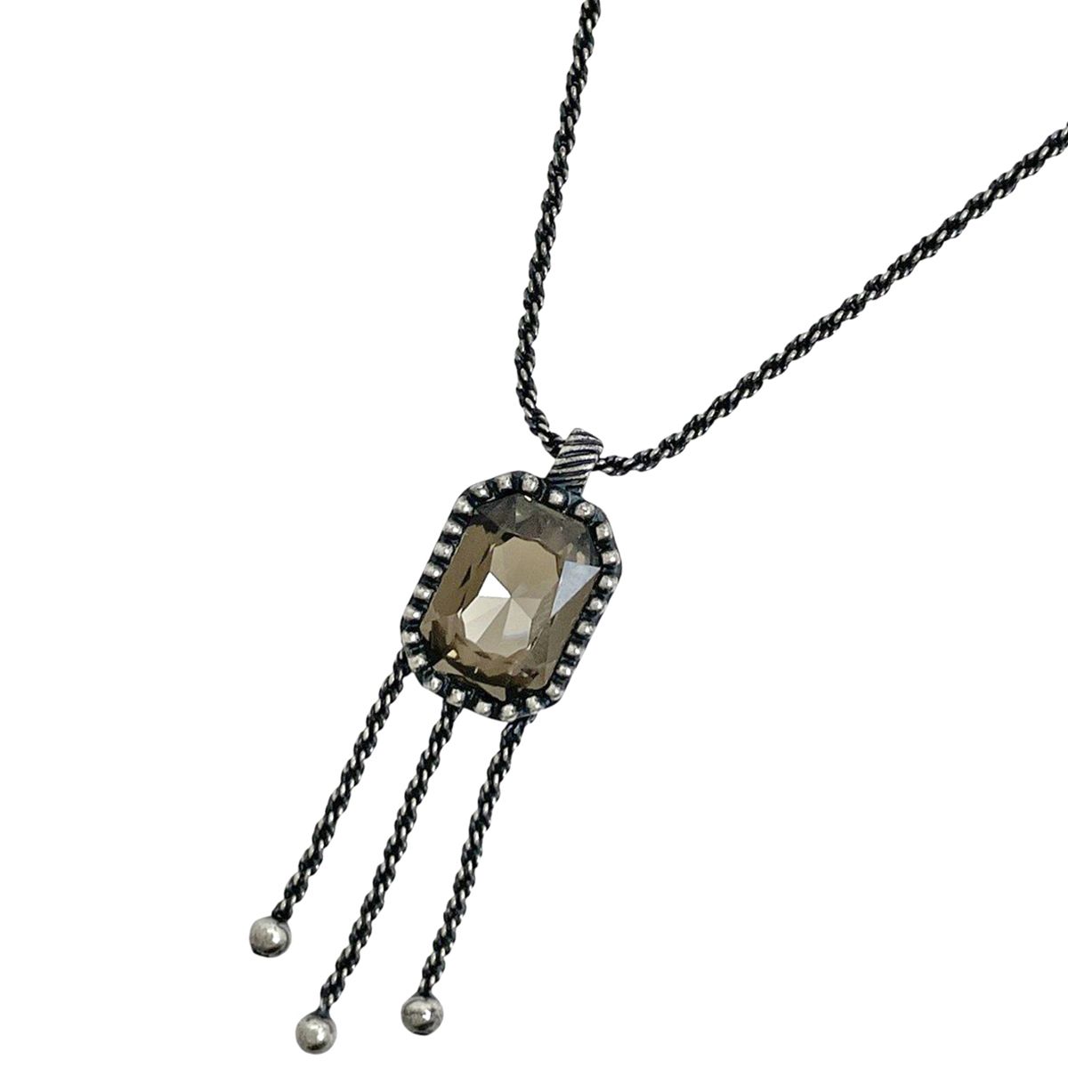 クリスチャンディオール Christian Dior カラーストーン デザイン ネックレス スイング シルバーメッキ シルバー レディース