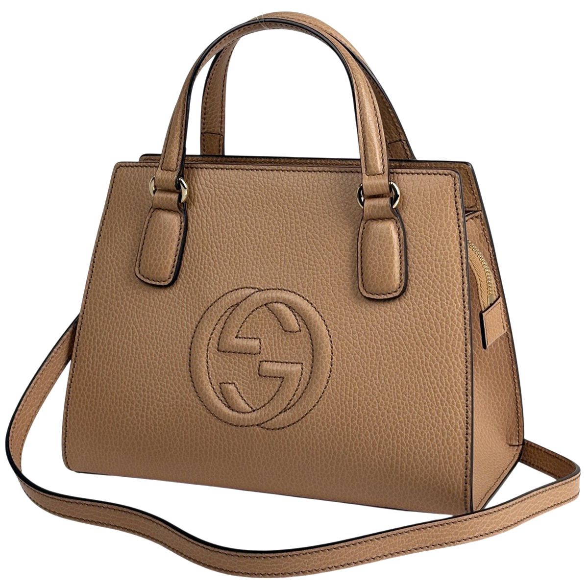 グッチ GUCCI ソーホー ハンドバッグ 2 WAY ショルダーバッグ インターロッキングG レザー ベージュ 607722 レディース