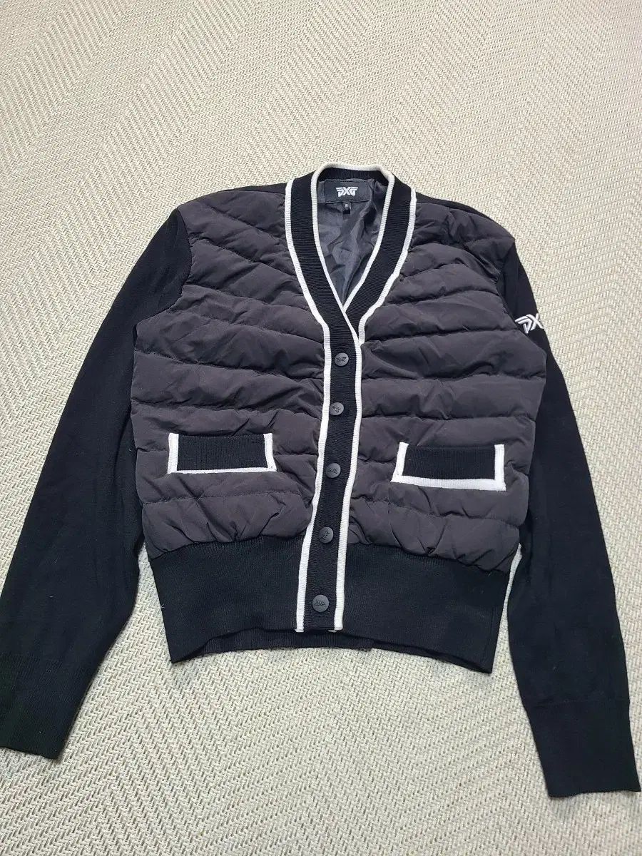 S PXG キルティングニットカーディガン ブラック 防風