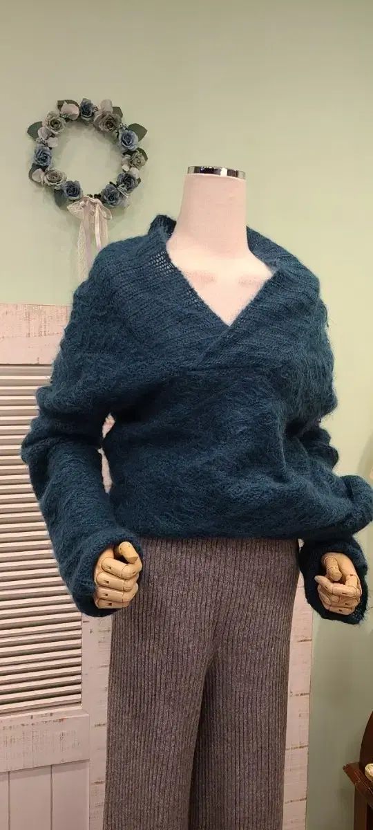 BALMAIN バルマン Vネック モヘア ニット エメラルド