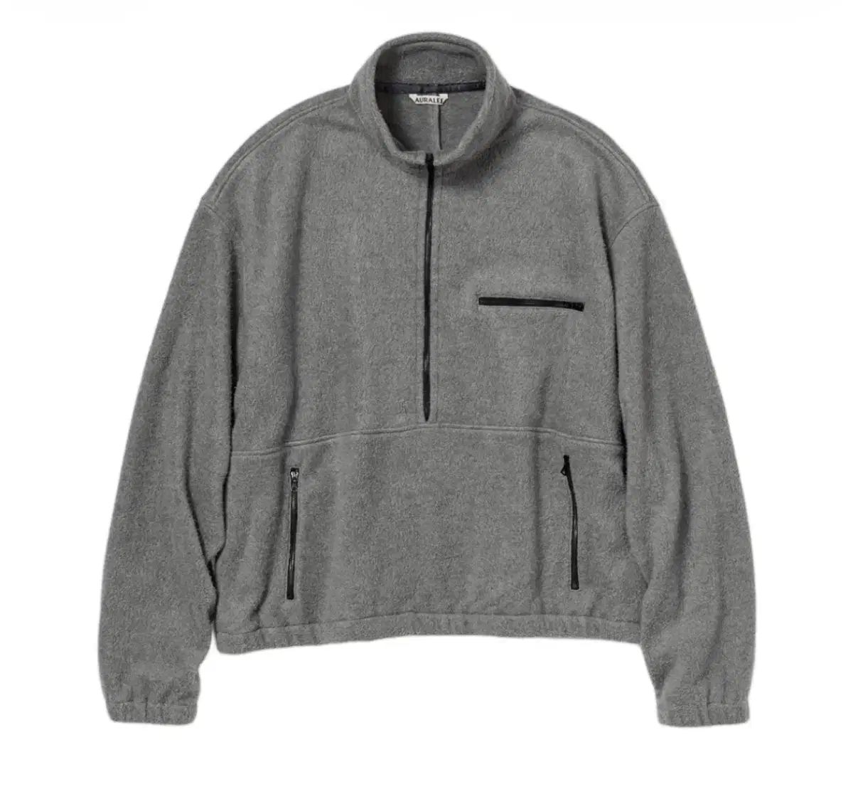 3 オーラリー ピュア シルク フリース ハーフ ジップアップ グレー