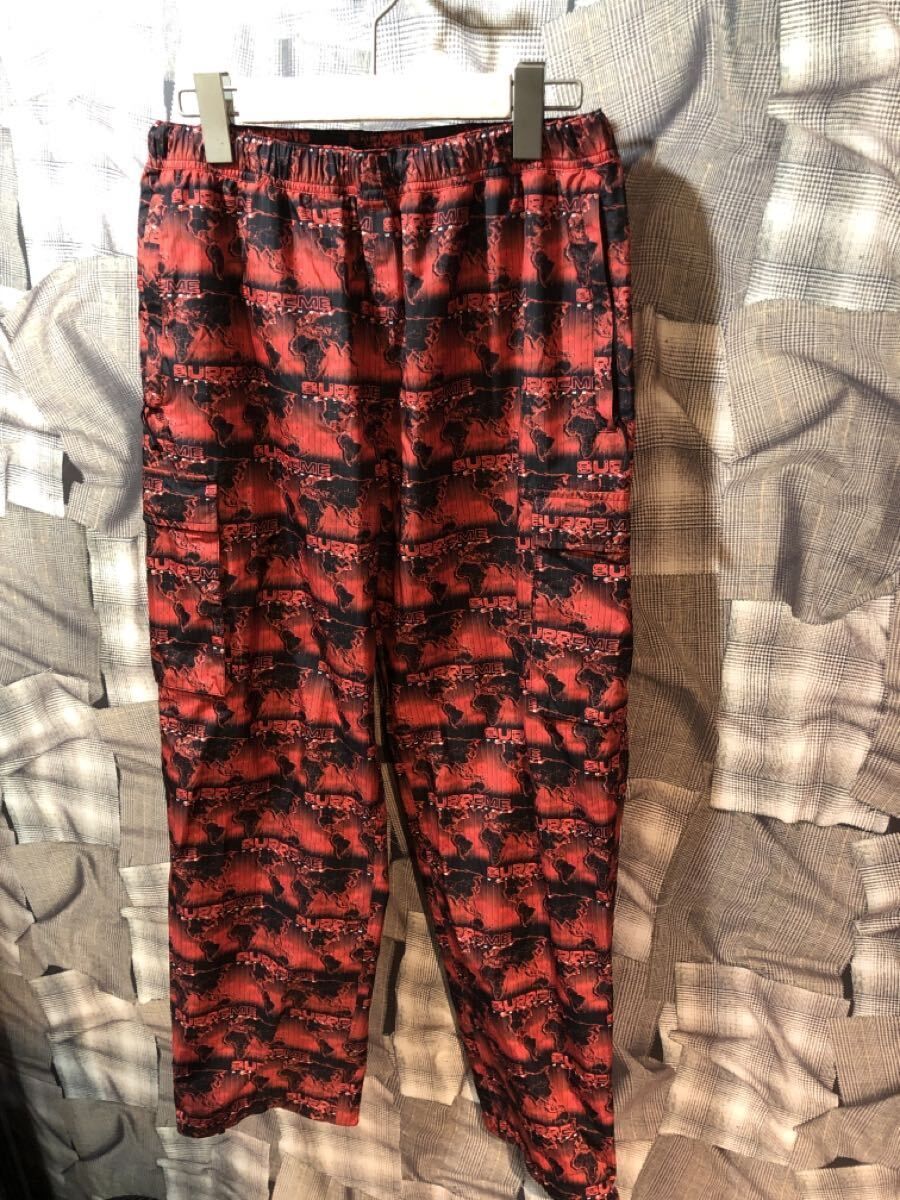 福岡 Supreme 18 SS World Famous Taped Seam Cargo シュプリーム カーゴパンツ sizeS ナイロン レッド ブラック FK
