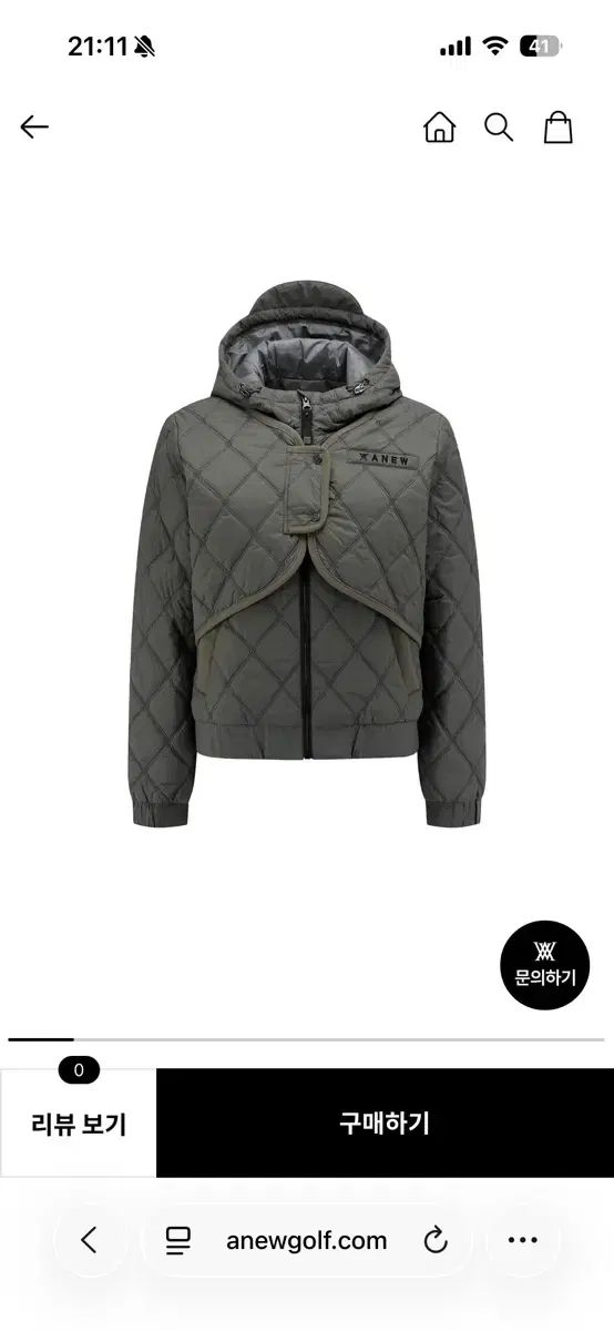 アニュー ゴルフ レディース トゥーインワン キルティング ダウン フーディー 90 S